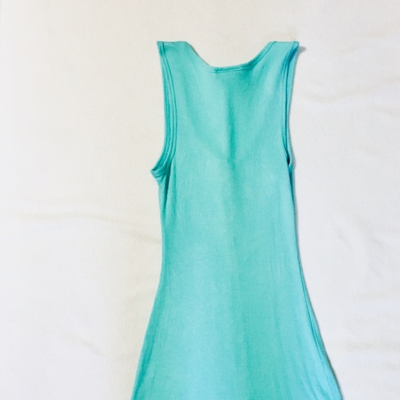❌SOLD❌Mint Green Teal Ribbed Sexy Tank Mini Dress - Picture 6 of 8